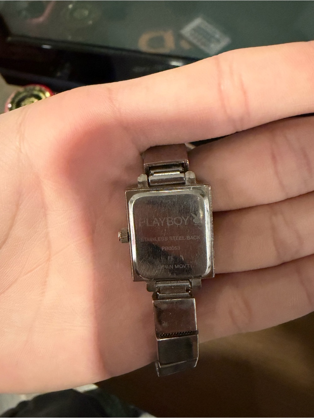 PLAYBOY Silver-Tone Square Bracelet Watch